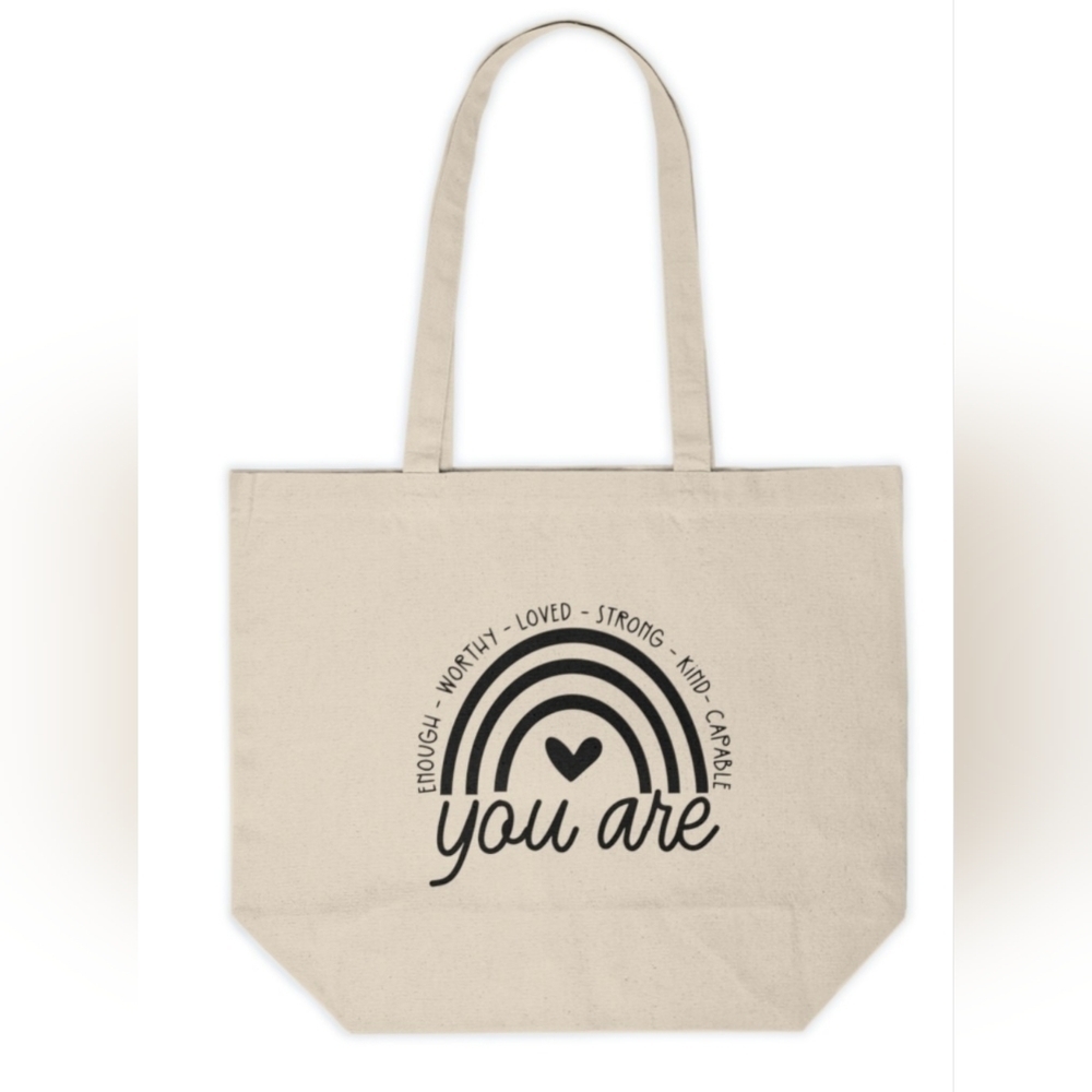 You Are Enough Custom Canvas Motivational Tote Bag